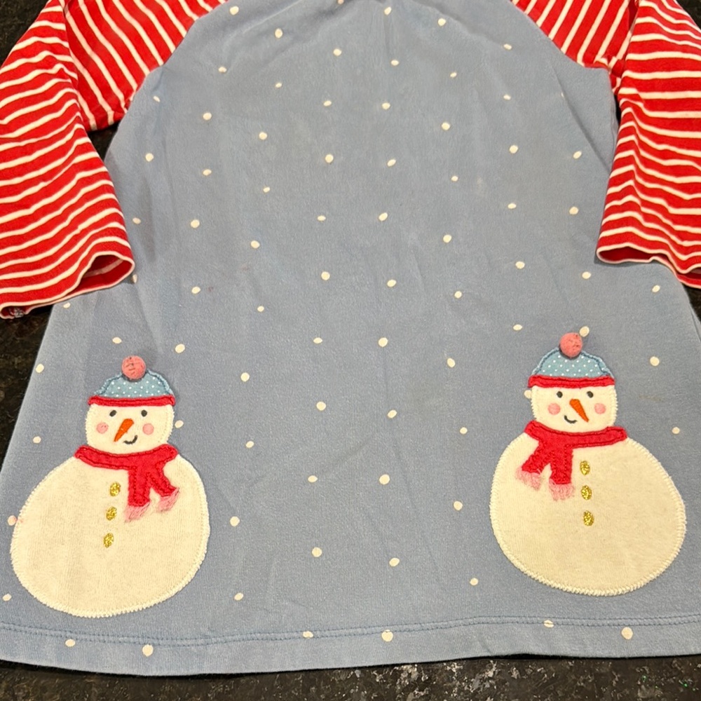 Blue Dress with Red Striped Sleeves - Picture 3 of 7